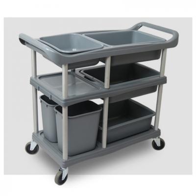 Commercial 3 Shelf Multifunction Cleaning Trolley