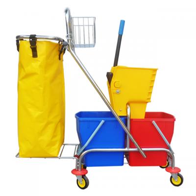 Side Press Double Bucket Wringer Trolley