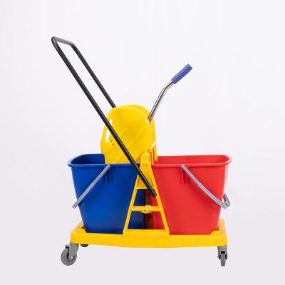 Down Press Double Bucket wringer trolley