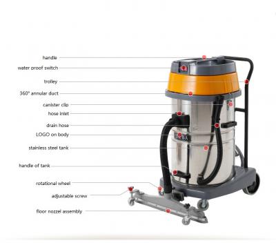 70L Stainless steel tank Vacuum Cleaner with front suction floor nozzle