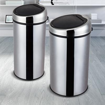 High Capacity Push Waste bin/SS Kitchen Push Lid Trash Bin/Large Capacity Garbage bin