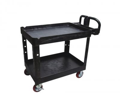 multifunction industrial 2 shelf heavy duty rolling storage plastic service utility cart